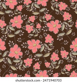 Wild flowers seamless pattern on white background
