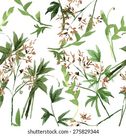 Flores silvestres sin fisuras en ilustración vectorial de fondo blanco
