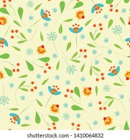 wild flowers seamless pattern vector art