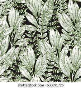 Wild flowers seamless pattern. Vintage floral background. Vector illustration