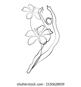 Wild Flowers surreal faces Continuous line, drawing of set faces and hairstyles, fashion concept, woman's beauty, minimalist, pretty sexy. Yourself self care
