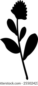 wild flowers vector set. Hand drawn wild herbs, leaves, stems and branches. Collection of botanical black elements. Black and white illustration of different small flowers. Medical plants.