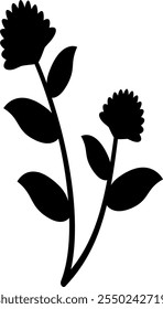 conjunto de vetores de flores silvestres. Ervas aromáticas, folhas, caules e ramos selvagens desenhados à mão. Coleção de elementos botânicos negros. Ilustração em preto e branco de diferentes pequenas flores. Plantas médicas.
