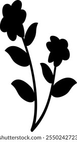 conjunto de vetores de flores silvestres. Ervas aromáticas, folhas, caules e ramos selvagens desenhados à mão. Coleção de elementos botânicos negros. Ilustração em preto e branco de diferentes pequenas flores. Plantas médicas.