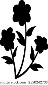 wild flowers vector set. Hand drawn wild herbs, leaves, stems and branches. Collection of botanical black elements. Black and white illustration of different small flowers. Medical plants.