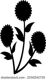 wild flowers vector set. Hand drawn wild herbs, leaves, stems and branches. Collection of botanical black elements. Black and white illustration of different small flowers. Medical plants.