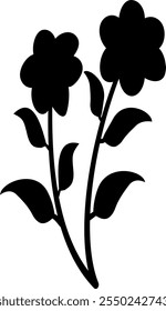 wild flowers vector set. Hand drawn wild herbs, leaves, stems and branches. Collection of botanical black elements. Black and white illustration of different small flowers. Medical plants.