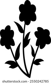 wild flowers vector set. Hand drawn wild herbs, leaves, stems and branches. Collection of botanical black elements. Black and white illustration of different small flowers. Medical plants.