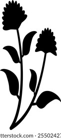 Wildblumen-Vektorsatz. Handgezeichnete Wildkräuter, Blätter, Stängel und Äste. Sammlung botanischer schwarzer Elemente. Schwarz-weiße Illustration verschiedener kleiner Blumen. Medizinische Anlagen.
