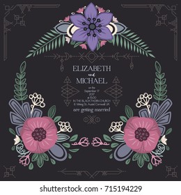 Wild flowers wedding invitation design