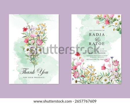 wild flowers wedding invitations card set