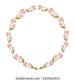 wild flowers wreathes vector art. pink