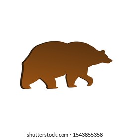 Wild forest bear. Isolated Silhouette on white background. Stock vector illustration.