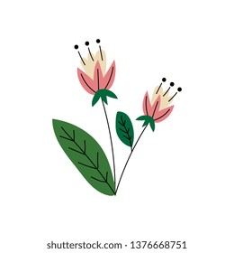 Wild Forest Flower, Summer Landscape Design Element Vector Illustration