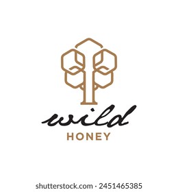 Wild Forest Honey On Tree .Natural Nectar Honeycomb logo