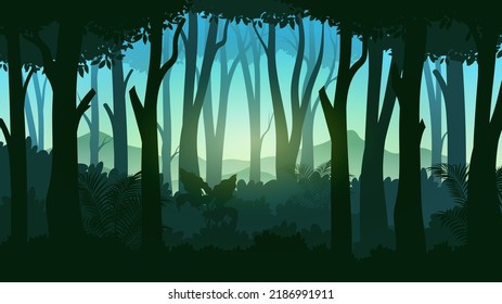 Wild Forest landscape, with gradient flat design