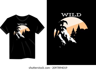 Wild forest mountain retro t shirt design