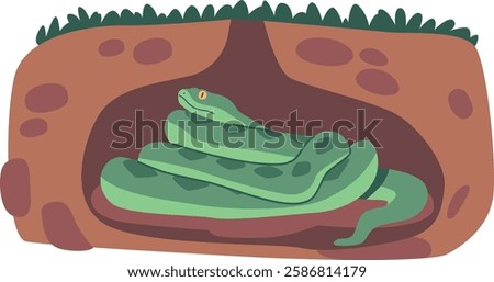 Wild forest snake in burrow