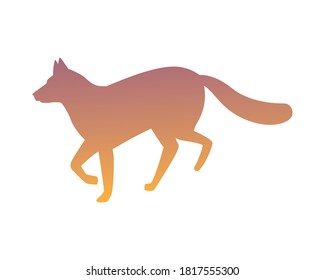 wild fox animal nature silhouette vector illustration design