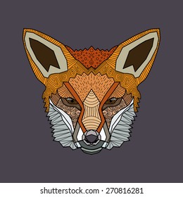 Wild fox, consisting of geometric shapes and lines.