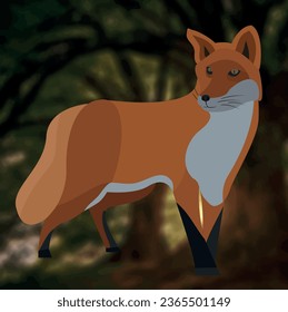 wild fox in orange fur in side perspective. illustration made in vector graphics