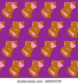 Wild foxes seamless pattern. Nature and animals life theme. Abstract geometric polygonal illustration painted in imaginary colors for use in design card, invitation, poster, banner, placard.