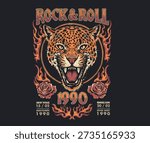 Wild and free artwork. Make some noise. Rock and roll t shirt design. Leopard face design. Animal rock and roll artwork for fashion and others.
