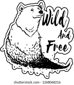 Wild and free bear design with leaves