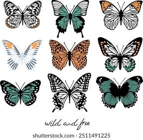 Wild and free butterfly Graphic Tees for Kids Tshirt Artwork print