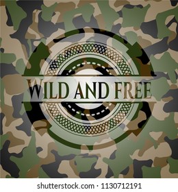 Wild and free camouflaged emblem