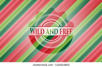 Wild and free christmas colors emblem.