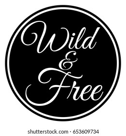 Wild and free circle vector, black and white