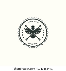Wild and free eagle illustration with vintage style typography, for t-shirt print and other uses. Vector graphic illustration. Logotype, logo