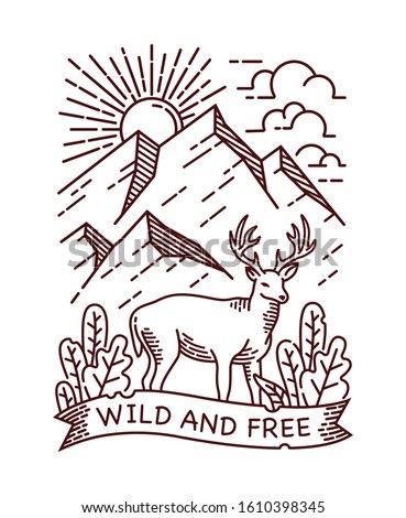 Wild and free line illustration