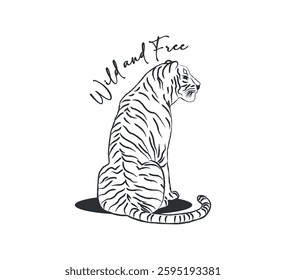 Wild and free slogan with leopard apparel, vector for fashion, card, poster, designs, elegant ornament