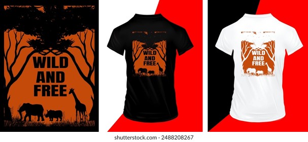 wild and free, t-shirt illustration, vactor t-shirt design, Vector graphics for t-shirts and other uses