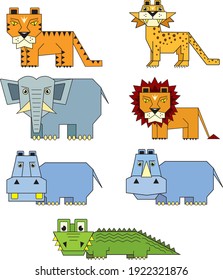 Wild funny african animals set 