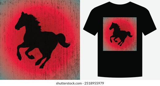 Selvagem Galopante Cavalo Retro Vintage T Shirt Design Ilustração de vetor de fundo moda T camiseta design