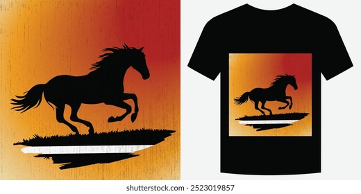 Wild Galloping Cavalo Retro Vintage T Shirt Design Ilustração de vetor de fundo moda T camiseta design também adequado para capuzes, camisolas, caneca, boné, camisetas de caballos Print design