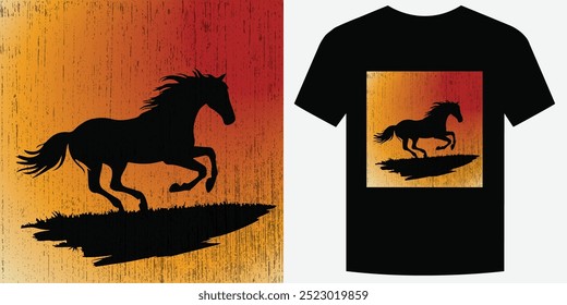 Wild Galloping Cavalo Retro Vintage T Shirt Design Ilustração de vetor de fundo moda T camiseta design também adequado para capuzes, camisolas, caneca, boné, camisetas de caballos Print design