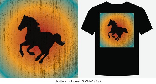 Wild Galloping Cavalo Retro Vintage T Shirt Design Ilustração de vetor de fundo moda T camiseta design também adequado para capuzes, camisolas, caneca, boné, camisetas de caballos Print design