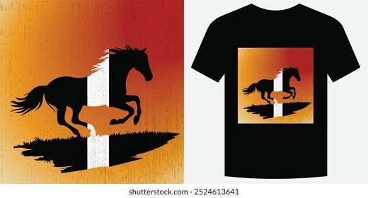 Wild Galloping Cavalo Retro Vintage T Shirt Design Ilustração de vetor de fundo moda T camiseta design também adequado para capuzes, camisolas, caneca, boné, camisetas de caballos Print design