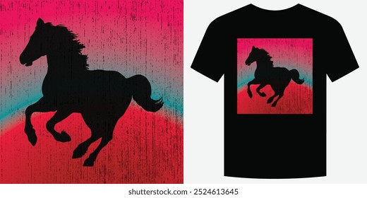 Wild Galloping Cavalo Retro Vintage T Shirt Design Ilustração de vetor de fundo moda T camiseta design também adequado para capuzes, camisolas, caneca, boné, camisetas de caballos Print design