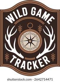 wild game tracker emblem design with compass