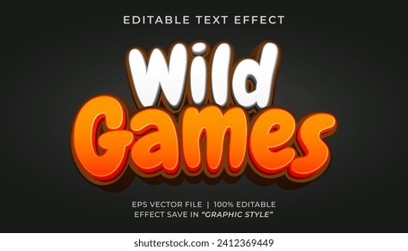 Wild games 3d editable text effect style