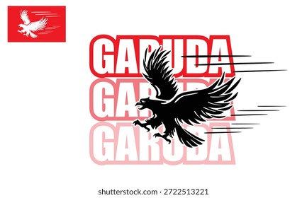 Guruda salvaje o logotipo fuerte del águila grande, silueta de las grandes Ilustraciones vectoriales voladoras del pájaro