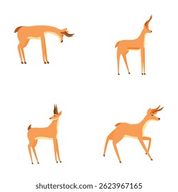 Wild gazelle icons set cartoon vector. African black tailed gazelle. Cartoon character