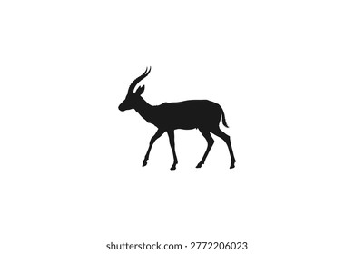 Wild Gazelle or Impala Profile Standing on White