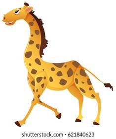 Wild giraffe running on white background illustration