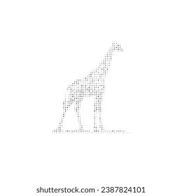 The wild giraffe symbol filled with black dots. Pointillism style. Vector illustration on white background